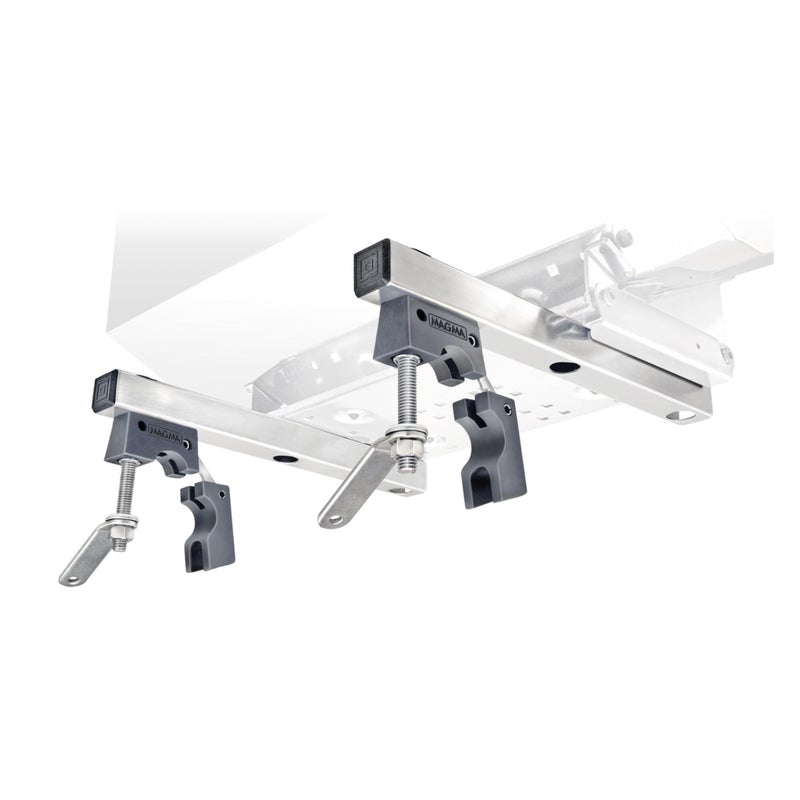 MAGMA T10-680 Dual Extended Horizontal Round Rail Mount Rectangular Grill and Fillet Table| Stainless Steel Boat Grill/Table Mount | 7/8" to 1" Dia |Boat Rail BBQ Clamp | Marine Accessory
